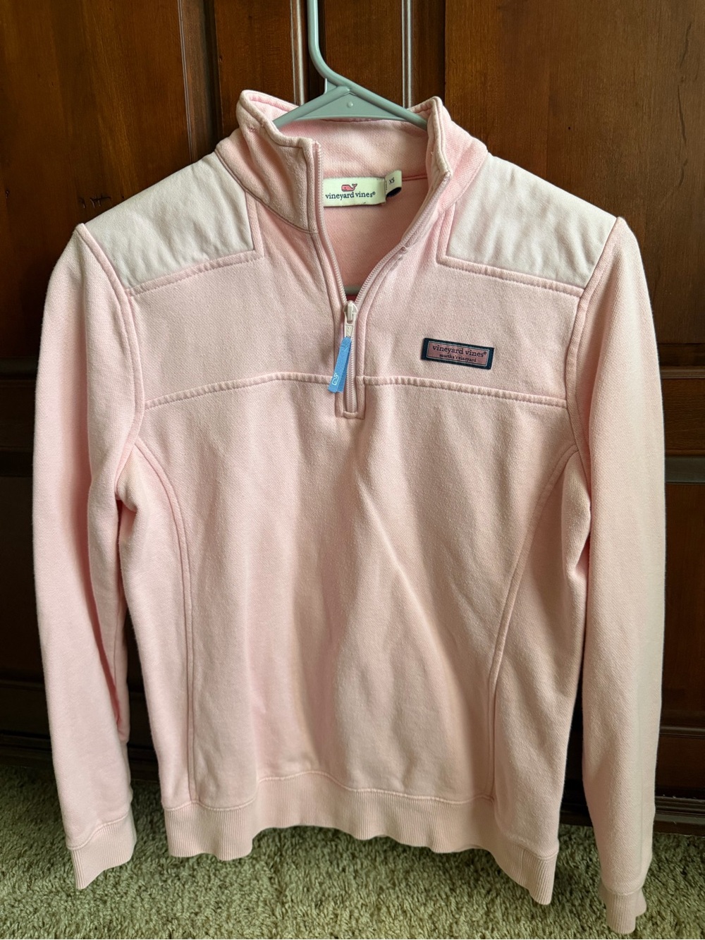 Vineyard Vines Pink Mixed Media Shep Shirt Quarter Zip Cotton Knit Pullover XS